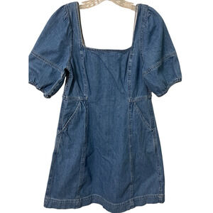 Madewell Women's Blue Denim Dress W Puff Sleeves Sz 4 Cottagecore Y2K, Country